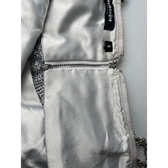 Retrofete Kauren Crystal Embellished Chainmail Crop Top Size Small - Picture 8 of 13